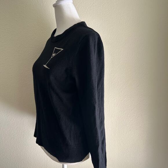 Trina Turk Martini Merino Wool Crewneck Sweater Black L Classic Lux Knit - Picture 3 of 11